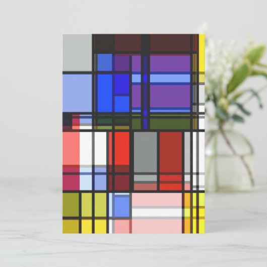 Manic Mondrian Style Retro Color Compositie Feestdagenkaart (Staand voorkant)