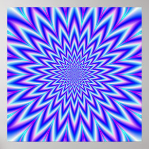 Manic Star in Blue Pink en White Poster