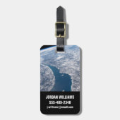 Manicouagan krater en de St. Lawrence rivier Bagagelabel (Voorkant verticaal)