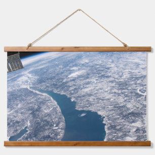 Manicouagan krater en de St. Lawrence rivier Hangend Wandkleed