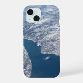 Manicouagan krater en de St. Lawrence rivier iPhone 15 Case (Achterkant)
