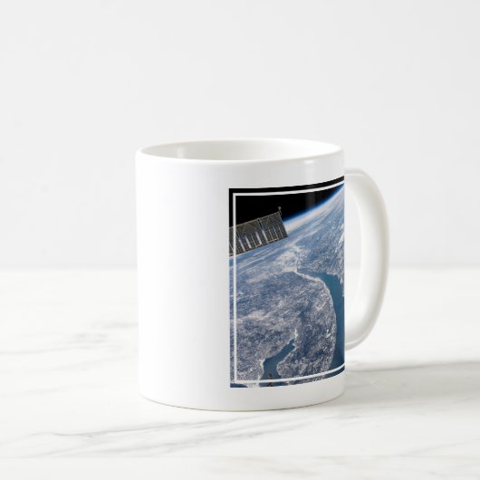 Manicouagan krater en de St. Lawrence rivier Koffiemok (Voorkant rechts)