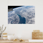 Manicouagan krater en de St. Lawrence rivier Poster (Keuken)