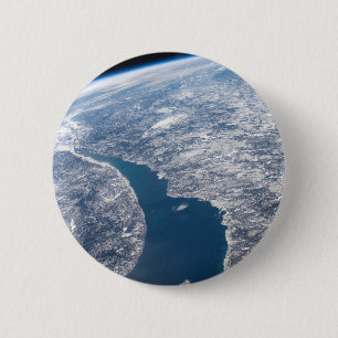 Manicouagan krater en de St. Lawrence rivier Ronde Button 5,7 Cm