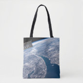 Manicouagan krater en de St. Lawrence rivier Tote Bag (Voorkant)