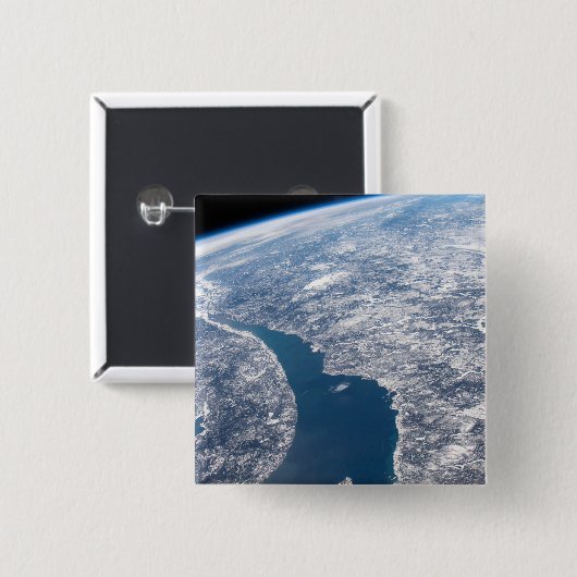 Manicouagan krater en de St. Lawrence rivier Vierkante Button 5,1 Cm (Voorkant /achterkant)