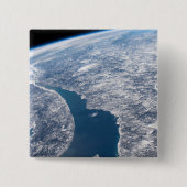 Manicouagan krater en de St. Lawrence rivier Vierkante Button 5,1 Cm (Voorkant)