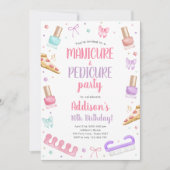 Manicure and Pedicure Bow Mani-Pedi Party Birthday Kaart (Voorkant)