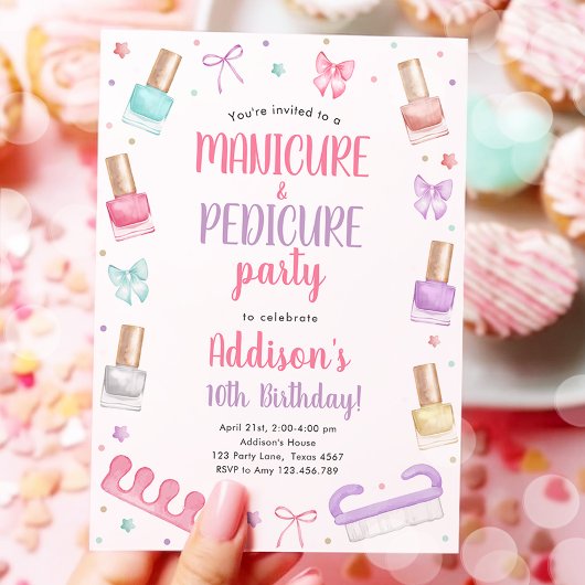 Manicure and Pedicure Bow Mani-Pedi Party Birthday Kaart