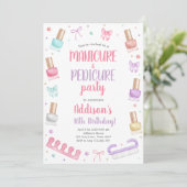 Manicure and Pedicure Bow Mani-Pedi Party Birthday Kaart (Staand voorkant)