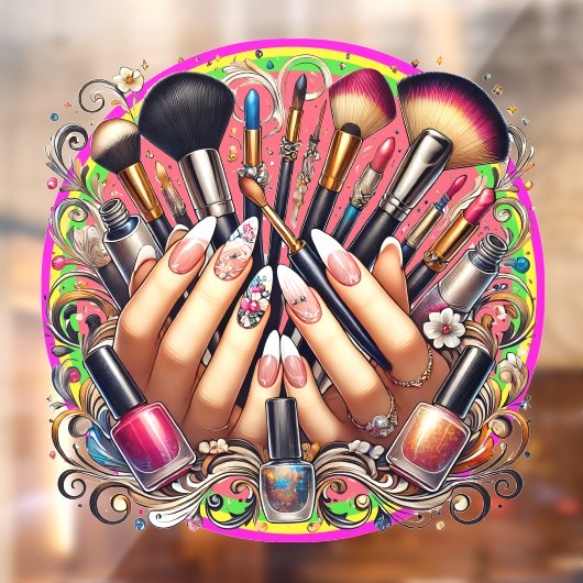 Manicure en make-upsalon raamsticker (Vel 2)