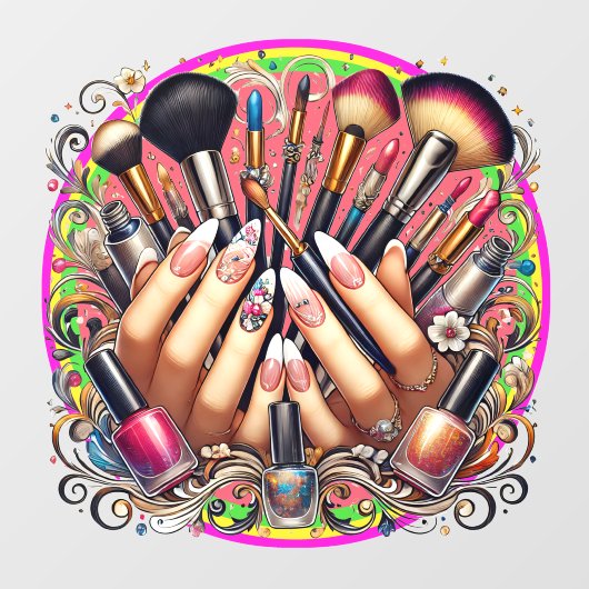 Manicure en make-upsalon raamsticker (Vel)