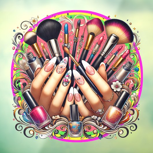 Manicure en make-upsalon raamsticker (Vel 3)