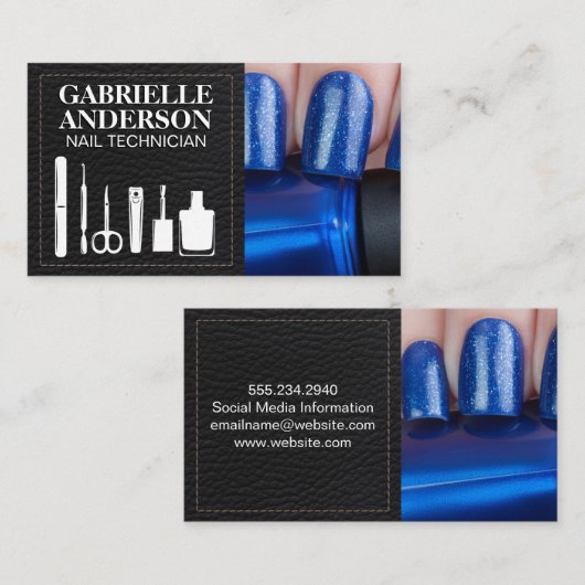 Manicure Gereedschap | Blauwe nagellak | Schijnbaa Visitekaartje (Voorkant / Achterkant)