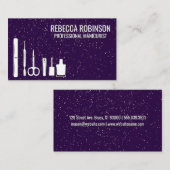 Manicure Gereedschap | Paarse glitter Visitekaartje (Voorkant / Achterkant)