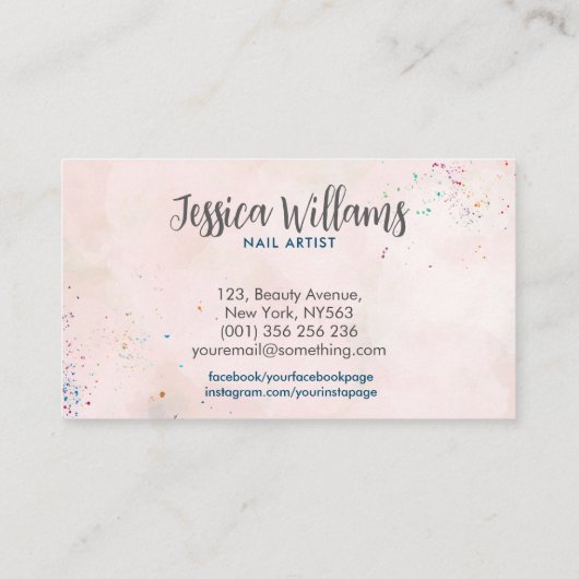 Manicure Handen en Bloemen - Waterverf Visitekaartje (Achterkant)