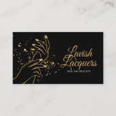 Manicure Handen - line art illustratie - goud Visitekaartje (Voorkant)