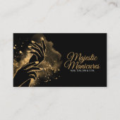 Manicure Handen - line art illustratie - goud Visitekaartje (Voorkant)