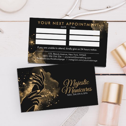 Manicure Handen - line art illustratie - goud Visitekaartje