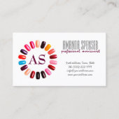 Manicure Kleurrijke Nagelcirkel Wit Visitekaartje (Voorkant)