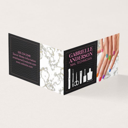 Manicure kleurrijke nagels kaart (Buitenkant)
