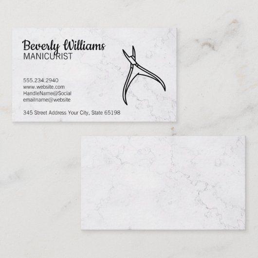 manicure | nagelknipper | Marmeren achtergrond Visitekaartje (Voorkant / Achterkant)
