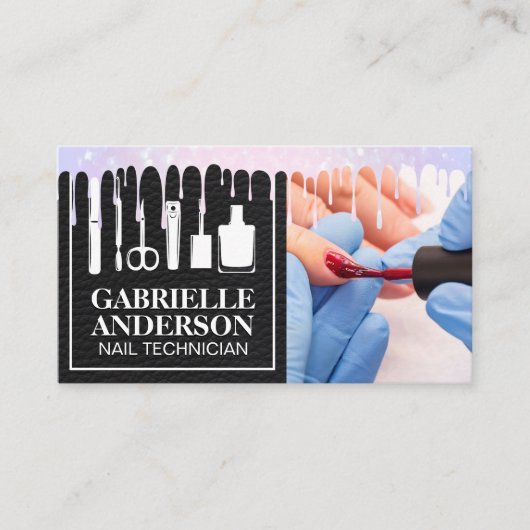 Manicure Nagels Geverfd | Nagellak Drip Visitekaartje (Voorkant)