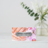 Manicure nagels | Roze Orchidee Bloemen Afsprakenkaartje (Staand voorkant)