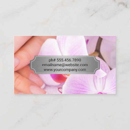 Manicure nagels | Roze Orchidee Bloemen Afsprakenkaartje (Achterkant)
