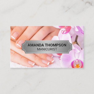 Manicure nagels   Roze Orchidee Bloemen Afsprakenkaartje