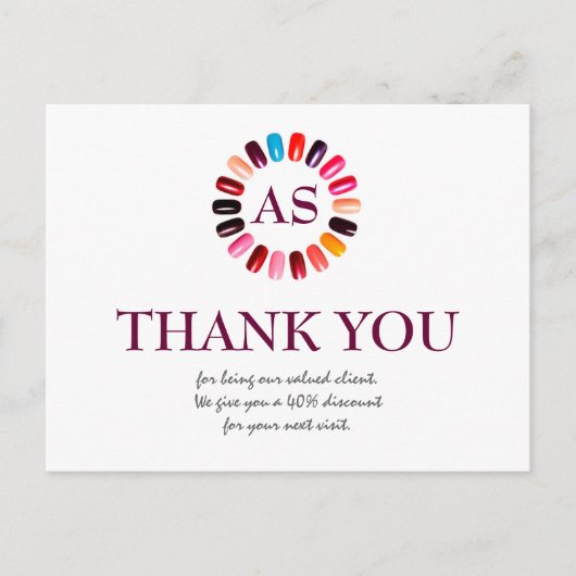 Manicure Nagelsalon Eenvoudig Witte Bedankingscoup Briefkaart (Voorkant)