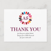 Manicure Nagelstudio Eenvoudige Witte Bedankingsco Briefkaart (Voorkant)