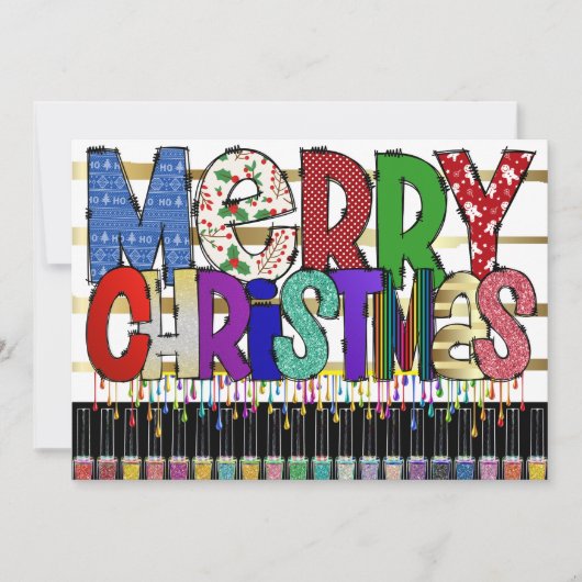 Manicure Nail Art-kerstuitnodiging Kaart (Voorkant)