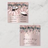 Manicure Nail Artist Drift Glitter Social Roos Vierkante Visitekaartje (Voorkant / Achterkant)