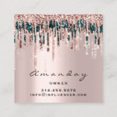 Manicure Nail Artist Drift Glitter Social Roos Vierkante Visitekaartje (Achterkant)