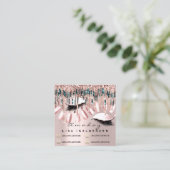 Manicure Nail Artist Drift Glitter Social Roos Vierkante Visitekaartje (Staand voorkant)