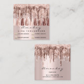 Manicure Nail Artist Drift Glitter Social Roos Vierkante Visitekaartje (Voorkant / Achterkant)