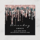 Manicure Nail Artist Drip Glitter Social Roos Blac Vierkante Visitekaartje (Achterkant)