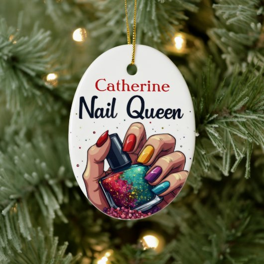 Manicure Nail Artist Gepersonaliseerde Nail Queen Keramisch Ornament (Boom)
