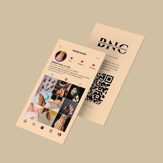 Manicure Nail Artist Peach Instagram Modern Visitekaartje