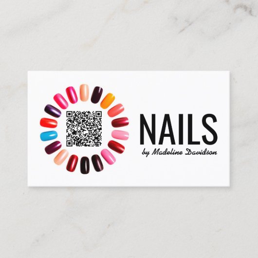 Manicure Nail Polish Scannable QR Code Basic Wit Visitekaartje (Voorkant)