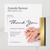 Manicure Nail Salon Eenvoudig Wit Bedankt Coupon Briefkaart (Voorkant / Achterkant)