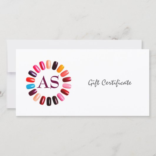 Manicure Nail Salon Gift Certificaat Eenvoudig Wit Bedankkaart (Voorkant)