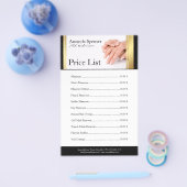Manicure Nail Salon Price List - zwart & Gold Flye Flyer (Enkel)