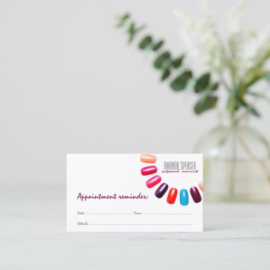 Manicure Nail Salon Wit Volgende Bezoek Herinnerin Visitekaartje (Staand voorkant)