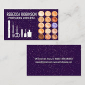 manicure | Paarse glitter | Make-up fundering Visitekaartje (Voorkant / Achterkant)