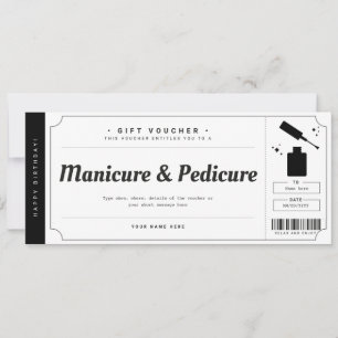 Manicure Pedicure Gift Voucher Certificate Kaart