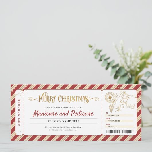 Manicure Pedicure Kerstcadeaubon Kaart (Staand voorkant)