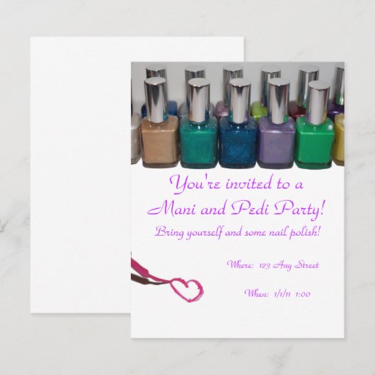Manicure Pedicure Party Kaart (Voorkant / Achterkant)