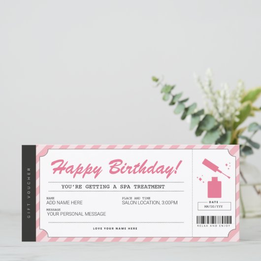 Manicure Pink Gift Voucher Certificate (Staand voorkant)